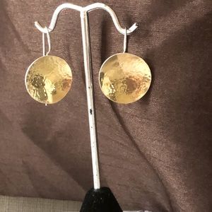 22kt Gold and .925 Hammered Disc Earrings